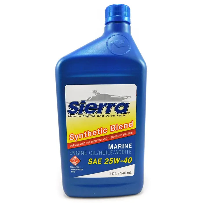 SIERRA, 25W40, FC-W, SYNTHETIC, BLEND, ENGINE, OIL, 18-9440-2, Mercury, 92-8M0078629, 92-883724K01, Sierra, 18-9440-2P, QUART