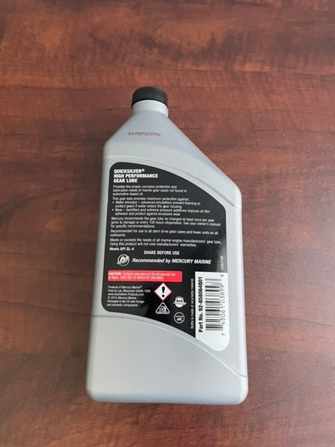 QUICKSILVER SAE 90 HIGH PERFORMANCE GEAR LUBE QUART 858064Q01