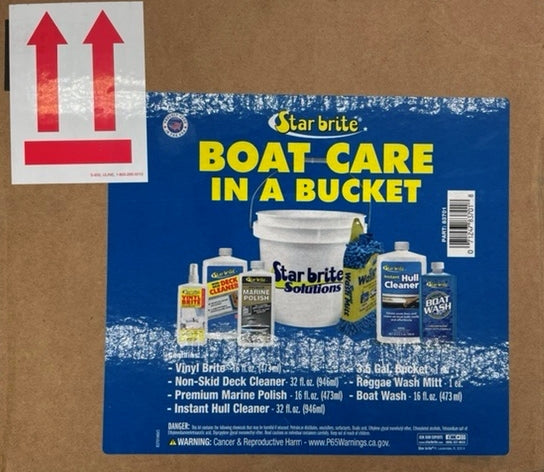 STARBRITE BOAT IN A BUCKET NON SKID DEK CLEANER BOAT WASH HULL CLEANER PREMIUM MARINE POLISH WITH PTEF VINYL BRITE PROTECTOR MICROFIBER REGGAE WASH MITT ALL PURPOSE BOAT BUCKET WHITE PLASTIC