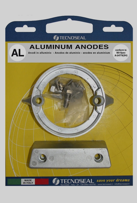 VOLVO PENTA 290 DUAL PROP HARDWARE KIT ALUMINUM ANODE 20706AL 00704BIS 00708 SALT WATER MADE IN ITALY TECNOSEAL VOLVO 875821A VOLVO 852835A QUICKSILVER 8M6007991 MARTYR CM290DPKITA SEACHOICE 95311 DP-C1 DP-D1 DP-S DP-E DP-G