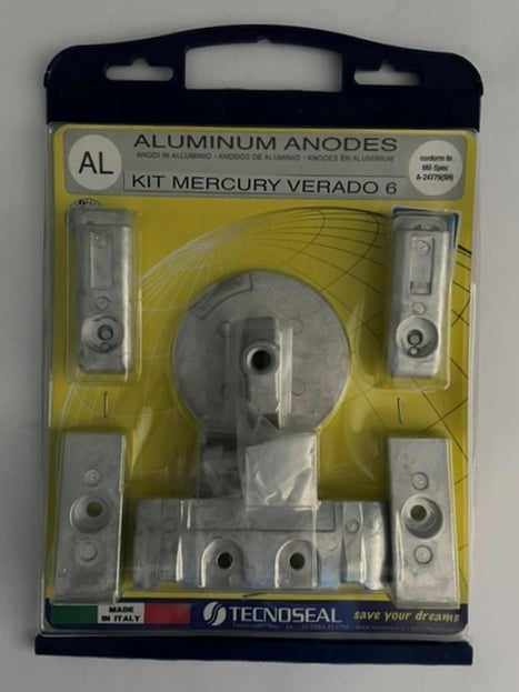 MERCURY VERADO 6 OUTBOARD HARDWARE KIT ALUMINUM ANODE 20816AL 00820 00825 00832 00833 SALT WATER MADE IN ITALY TECNOSEAL QUICKSILVER 8M0126670 MARTYR CMVERADO06KITA SEACHOICE 95121 SIERRA 18-6157