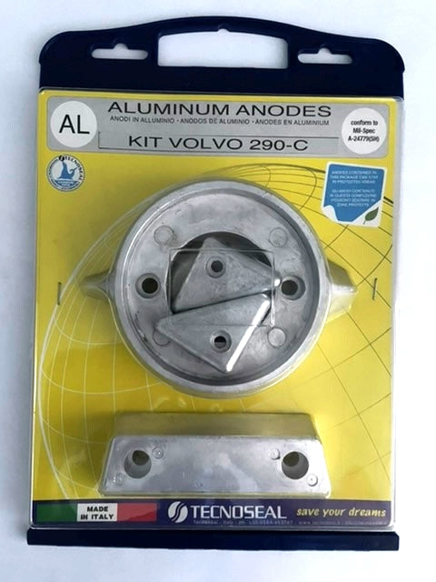 VOLVO PENTA 290 C STERNDRIVE HARDWARE KIT ALUMINUM ANODE KITVOLVO290C-AL MADE IN ITALY TECNOSEAL SALT WATER SINGLE PROP VOLVO 876137 VOLVO 875815 VOLVO 852835 VOLVO 872793 00703 00708 00717