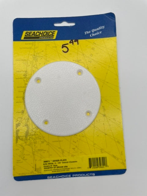 SEACHOICE COVER PLATE WHITE ROUND PLASTIC 3 INCH 4 INCH