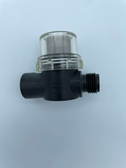 SHURFLO 1/2 INCH TWIST ON PIPE STRAINER MESH PLASTIC CLEAR BLACK BOAT MARINE WATER PUMP PLUMBING